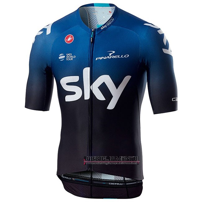 Abbigliamento Sky Aero 2019 Manica Corta e Pantaloncino Con Bretelle Nero Blu - Clicca l'immagine per chiudere